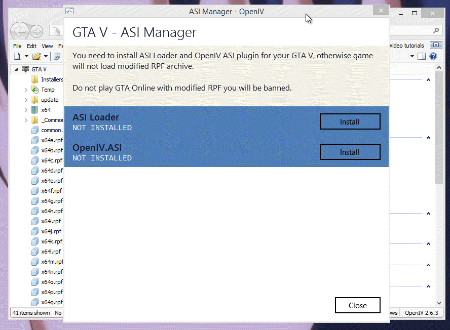 ASI Manager de OpenIV